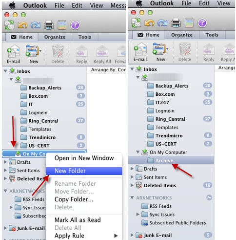 move emails to folder outlook for mac